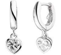 Kinder Creolen Herz 925 Sterling Silber 2 Zirkonia Ohrringe Kinderohrringe