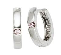 Kinder Creolen rund 925 Silber 2 Zirkonia rosa rosé Ohrringe Kinderohrringe