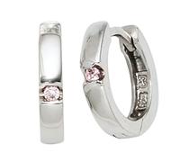 Kinder Creolen rund 925 Silber 2 Zirkonia rosa rosé Ohrringe Kinderohrringe