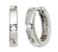 Kinder Creolen rund 925 Sterling Silber 2 Zirkonia Ohrringe Kinderohrringe