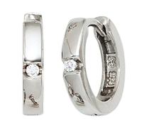 Kinder Creolen rund 925 Sterling Silber 2 Zirkonia Ohrringe Kinderohrringe