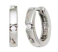 Kinder Creolen rund 925 Sterling Silber 2 Zirkonia Ohrringe Kinderohrringe