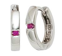 Kinder Creolen rund 925 Sterling Silber 2 Zirkonia rot Ohrringe Kinderohrringe