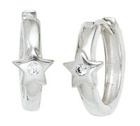 Kinder Creolen Stern Sterne 925 Silber 2 Zirkonia Ohrringe Kinderohrrine