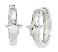 Kinder Creolen Stern Sterne 925 Silber 2 Zirkonia Ohrringe Kinderohrrine