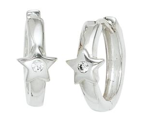 Kinder Creolen Stern Sterne 925 Silber 2 Zirkonia Ohrringe Kinderohrrine
