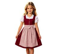 Kinder Dirndl Mädchen 2 Teilig Kinderdirndl Midi mit Dirndlschürzen | Trachtenkleid Knielang Dirndlkleid Elegante, 2tlg-Dirndl Mädchen Trachtenkleider Set, Oktoberfest Outfit Hochzeit Bierfest