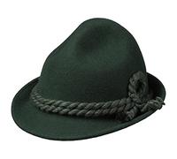 Kinder Dreispitz Wollfilzhut - Unifarbener Trachtenhut für Kinder - Sepplhut aus 100% Wollfilz - Wanderhut mit doppelter Kordel - Sommer/Winter grün 53 cm