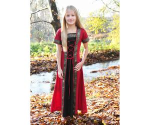 Kinder Fantasy-Mittelalterkleid rot-schwarz ""Eleanor"" 128