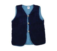 Kinder Fleeceweste GOTS-zertifiziert aus Bio-Baumwolle, navy mit hellblauem Futter, Druckknöpfe vorne - Walkiddy Fleece Vest, weich & wärmend Dunkel Blau 146