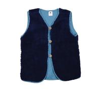 Kinder Fleeceweste GOTS-zertifiziert aus Bio-Baumwolle, navy mit hellblauem Futter, Druckknöpfe vorne - Walkiddy Fleece Vest, weich & wärmend Dunkel Blau 140