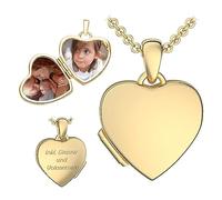 Kinder Herz Medaillon zum Öffnen für Bilder Gelbgold | Kette Halskette Mädchen | Medallion aufklappbar | Amulett Anhänger Herzmedaillon mit Foto personalisiert | Geschenk für Kinder zum Geburtstag