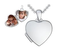 Kinder Herz Medaillon zum Öffnen für Bilder Silber 925 | Kette Halskette Mädchen | Medallion aufklappbar mit Bild | Amulett Anhänger Herzmedaillon mit Foto | Geschenk für Kinder zur Taufe Einschulung