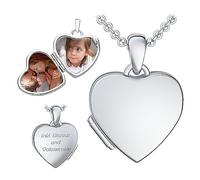 Kinder Herz Medaillon zum Öffnen für Bilder Silber 925 | Kette Halskette Mädchen | Medallion aufklappbar | Amulett Anhänger Herzmedaillon mit Foto personalisiert | Geschenk für Kinder zum Geburtstag