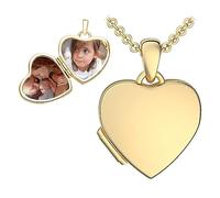 Kinder Herz Medaillon zum Öffnen für Bilder vergoldet | Kette Halskette Mädchen | Medallion aufklappbar mit Bild | Amulett Anhänger Herzmedaillon mit Foto | Geschenk für Kinder zur Taufe Einschulung