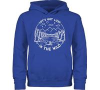 Kinder Hoodie Jungen Mädchen - Camping - Let’s get lost in the wild - Wandern Outdoor Klettern - 152 (12/13 Jahre) - Royalblau - camper campingfans camp campen zelten für geschenke motiv mit