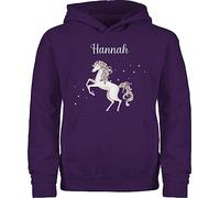 Kinder Hoodie Jungen Mädchen - Pferd - Pferde Geschenk Horse I Pferdemädchen Geschenk Horses - 140 (9/11 Jahre) - Lila - pferdepullover reiten pferdchen Pullover pferdepulli Reiter pferdemotiv