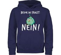 Kinder Hoodie Jungen Mädchen - Statement Sprüche - Bevor du fragst Nein - 116 (5/6 Jahre) - Navy Blau - freche kapuzenpulli mit spruch spruche nö pullover hoody sprüchen no kinderpullover pulli