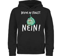 Kinder Hoodie Jungen Mädchen - Statement Sprüche - Bevor du fragst Nein - 140 (9/11 Jahre) - Schwarz - freche kapuzenpulli mit spruch spruche nö pullover hoody sprüchen no kinderpullover pulli