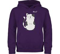 Kinder Hoodie Jungen Mädchen - Tiermotiv Animal Print - lustige Katze - 116 (5/6 Jahre) - Lila - katzenhoodie tiermotive cat pullover katzenpulli tiermotiven cats hoody pulli tier meow pullis
