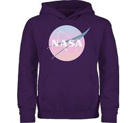Kinder Hoodie Jungen Mädchen - Weltall - NASA Logo I Geschenk Weltraum Fan - 140 (9/11 Jahre) - Lila - Astronauten Pulli Planeten Pullover Rakete Kapuzenpulli Astronaut Hoody Raumfahrt Sweater