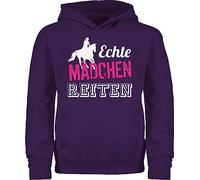 Kinder Hoodie Jungen - Pferd Pferde - Echte Mädchen reiten - 98 (1/2 Jahre) - Lila - pferdepulli pferdepullover pferdeliebhaber horses pullover reitpullover reithoodies reiter reiterinnen pulli