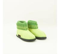 Kinder Hüttenschuh Ötz | Kinder Woll-Hausschuh | Farbe jasmin | Größe 27 jasmin/grasgrün 27
