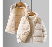 Kinder Junge Lässig Bequeme Fleece Gefütterte Plüschmütze Dicke Baumwoll Gepolsterte Weste Herbst Winter Jacke Geeignet für Outdoor Spiel Lässige Stre
