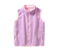 Kinder Jungen Mädchen Fleeceweste Stehkragen Reißverschluss Doppellagiges Polar Fleece Weste Ärmellose Kinderjacke Einfarbig mit Taschen (Pink, 4-5 Years)
