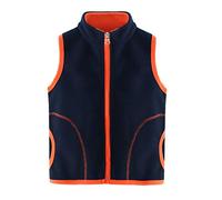 Kinder Jungen Mädchen Fleeceweste Stehkragen Reißverschluss Doppellagiges Polar Fleece Weste Ärmellose Kinderjacke Einfarbig mit Taschen (Navy, 7-8 Years)