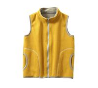 Kinder Jungen Mädchen Fleeceweste Stehkragen Reißverschluss Doppellagiges Polar Fleece Weste Ärmellose Kinderjacke Einfarbig mit Taschen (Yellow, 5-6 Years)