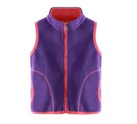 Kinder Jungen Mädchen Fleeceweste Stehkragen Reißverschluss Doppellagiges Polar Fleece Weste Ärmellose Kinderjacke Einfarbig mit Taschen (Purple, 5-6 Years)