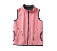 Kinder Jungen Mädchen Fleeceweste Stehkragen Reißverschluss Doppellagiges Polar Fleece Weste Ärmellose Kinderjacke Einfarbig mit Taschen (Red, 4-5 Years)