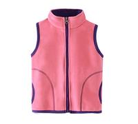 Kinder Jungen Mädchen Fleeceweste Stehkragen Reißverschluss Doppellagiges Polar Fleece Weste Ärmellose Kinderjacke Einfarbig mit Taschen (Watermelon Red, 6-7 Years)