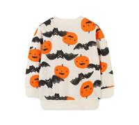 Kinder Jungen Pullover Sweatshirt Halloween Kür ledermaus Druck Langarm Rundhals Pullover Tops Mode Basic Fall Warm Langarmshirt Bottoming Oberteile 2-8 Jahre (Orange, 2-3 Years)