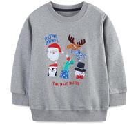 Kinder Jungen Sweatshirt Weihnachten Cartoon Pullover Langarm Baumwolle Top Größe 122, 6-7 Jahre