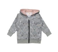 Kinder Kapuzenjacke GOTS zertifiziert, grau, „Tiny Flowers“, Reißverschluss, Bio-Baumwolle, weich - Walkiddy Grün 50/56