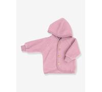 Engel Baby Jacke mit Kapuze und Knöpfen aus Schurwolle / Fleece 110/116 Rosenholz melange 110/116