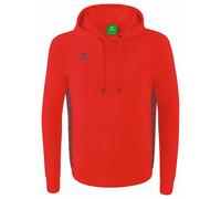 Erima Kapuzenpullover Essential Team Kapuzensweat (weiche Baumwolle, Rippbündchen) rot/grau Jungen, Größe 140