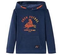 Kinder-Kapuzenpullover Marineblau Melange und Orange 116