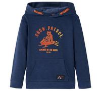 Kinder-Kapuzenpullover Marineblau Melange und Orange 140