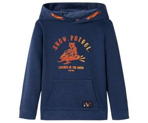 Kinder-Kapuzenpullover Marineblau Melange und Orange 140