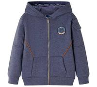 vidaXL Kinder Kapuzenpullover Reißverschluss Pullover Sweatshirt Dunkelblau Melange 128