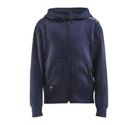Craft Kapuzenpullover Hoodie Community FZ (Front-Reißverschluss, sportliche Passform) navyblau Kinder, Größe 122/128