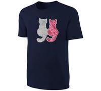 Kinder Katzen Wendepailletten T-Shirt - Kätzchen Streichel-Shirt - Dunkelblau Größe 152
