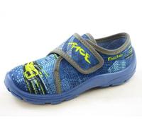 KINDER-KLETT-HAUSSCHUH BLAUGELB - Gr. - 27