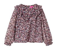 vidaXL Kinder Langarmbluse mit Blumenmuster Rüschen Langarmshirt Bluse Dunkelrosa 92