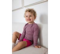 Kinder Langarmshirt aus Merinowolle, Baumwolle und Seide, bordeaux melange, Cosilana 91033 Größe: 74/80