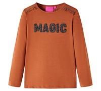 Kinder Langarmshirt Beschriftung aus Glitzer Langarm T-Shirt Jungen Cognac 140