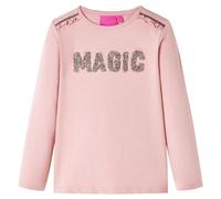 Kinder Langarmshirt Beschriftung aus Glitzer Langarm T-Shirt Jungen Hellrosa 140